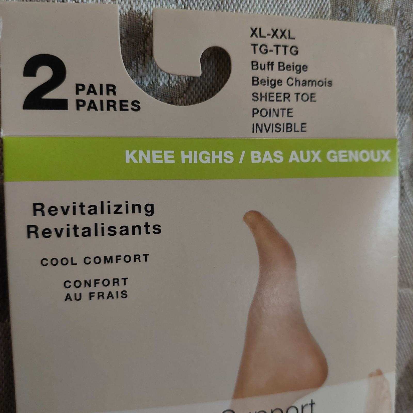 Vintage Pantyhose Hanes Solutions Sheer Knee Highs Color Beige size XL BQUE1