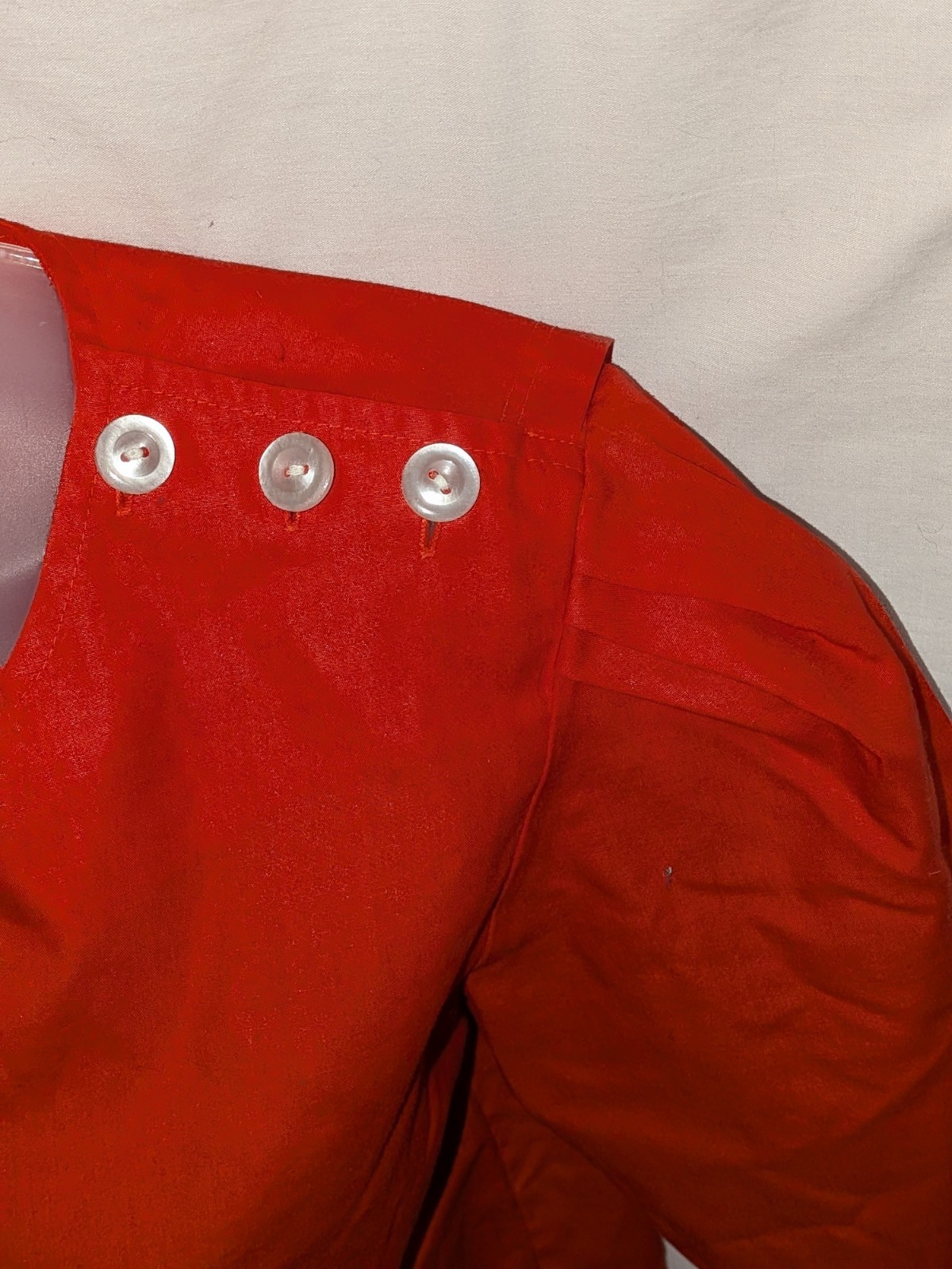 VTG 60s Career Guild Red Poplin Short Sleeved Blouse W/ Detachable Collar Sz M