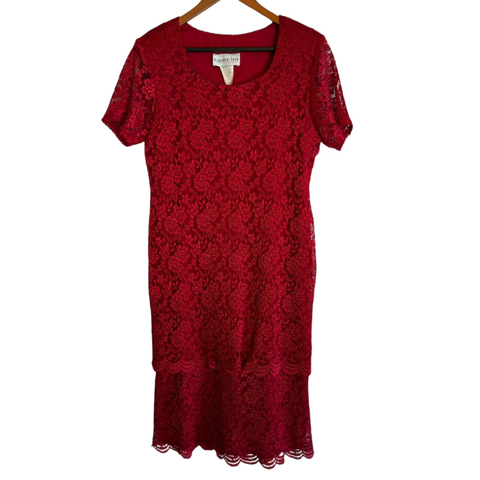 Bedford Fair dress Women’s 14 Red Layered Lace Rockabilly Whimsical Fairy 80’s