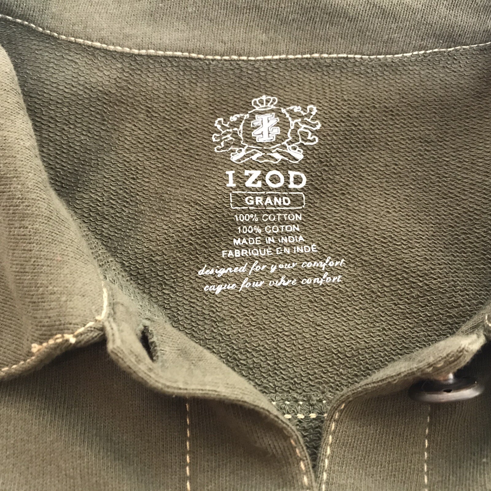 VINTAGE IZOD Womens L Jacket Khaki Green Button Jean Jacket Army Style NWT