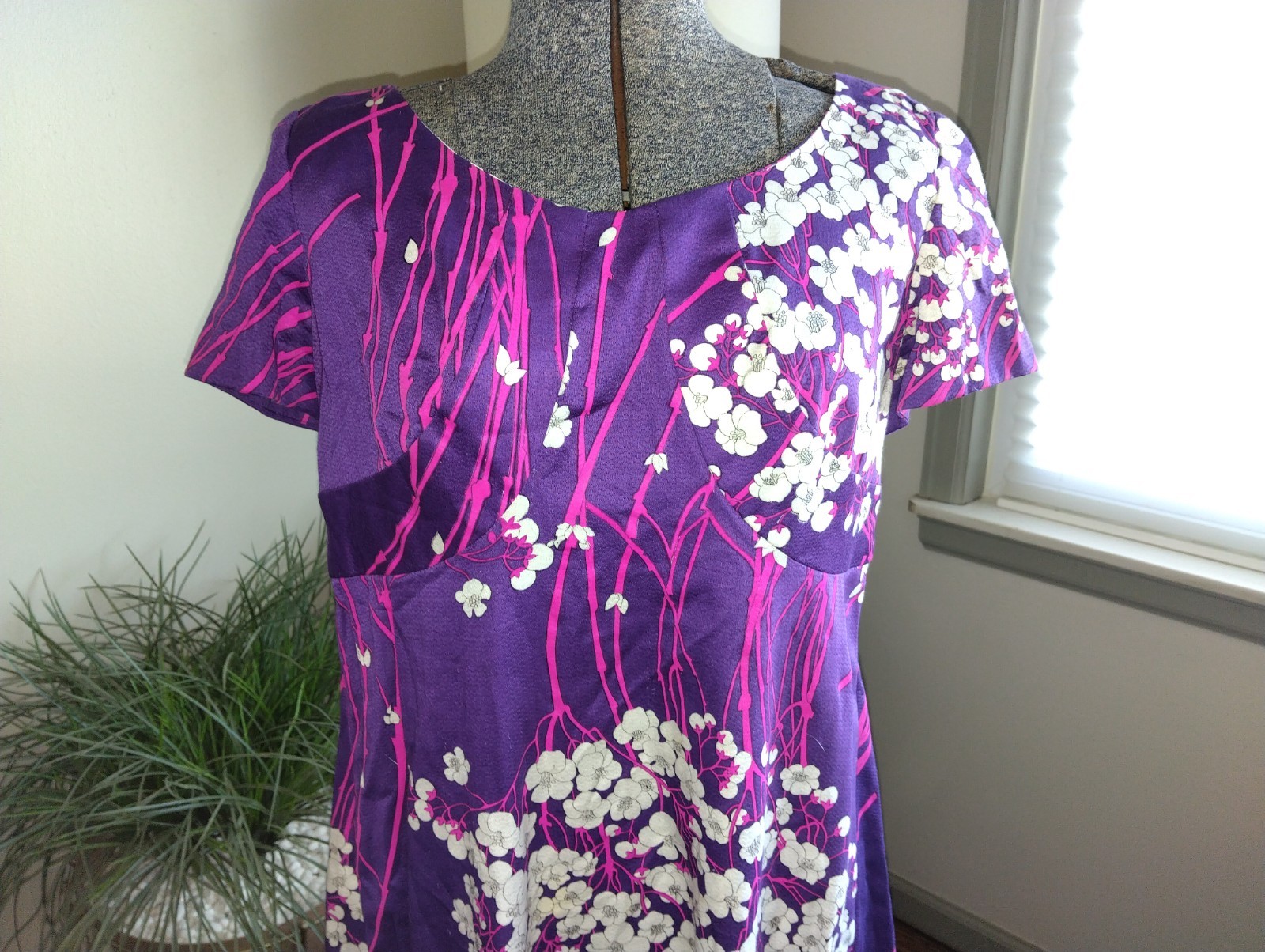 1960s Kiyomi of Hawaii Lolani Purple Floral Maxi Dress Size 14 Cotton Hawaiian