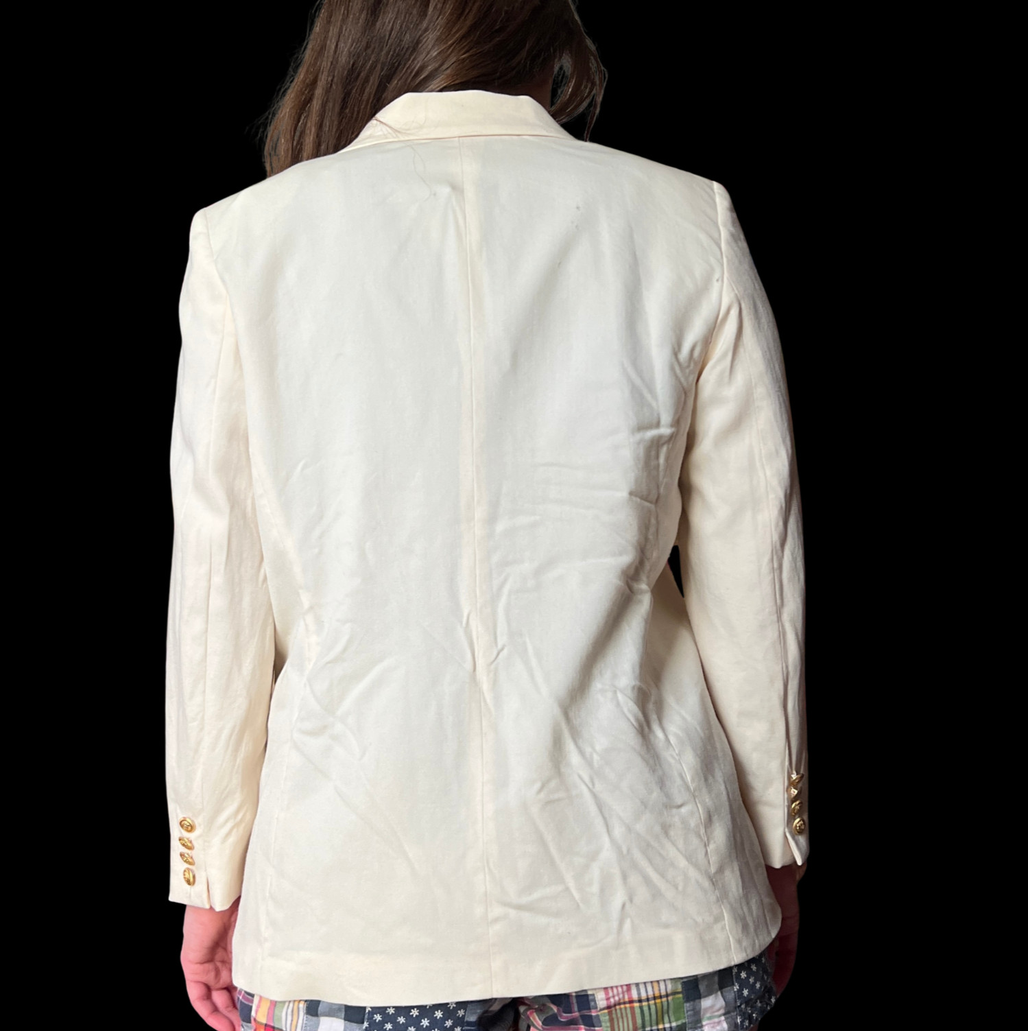 1980s Ivory White Wool Pendleton Double-Breasted Blazer 16b Old Money Preppy