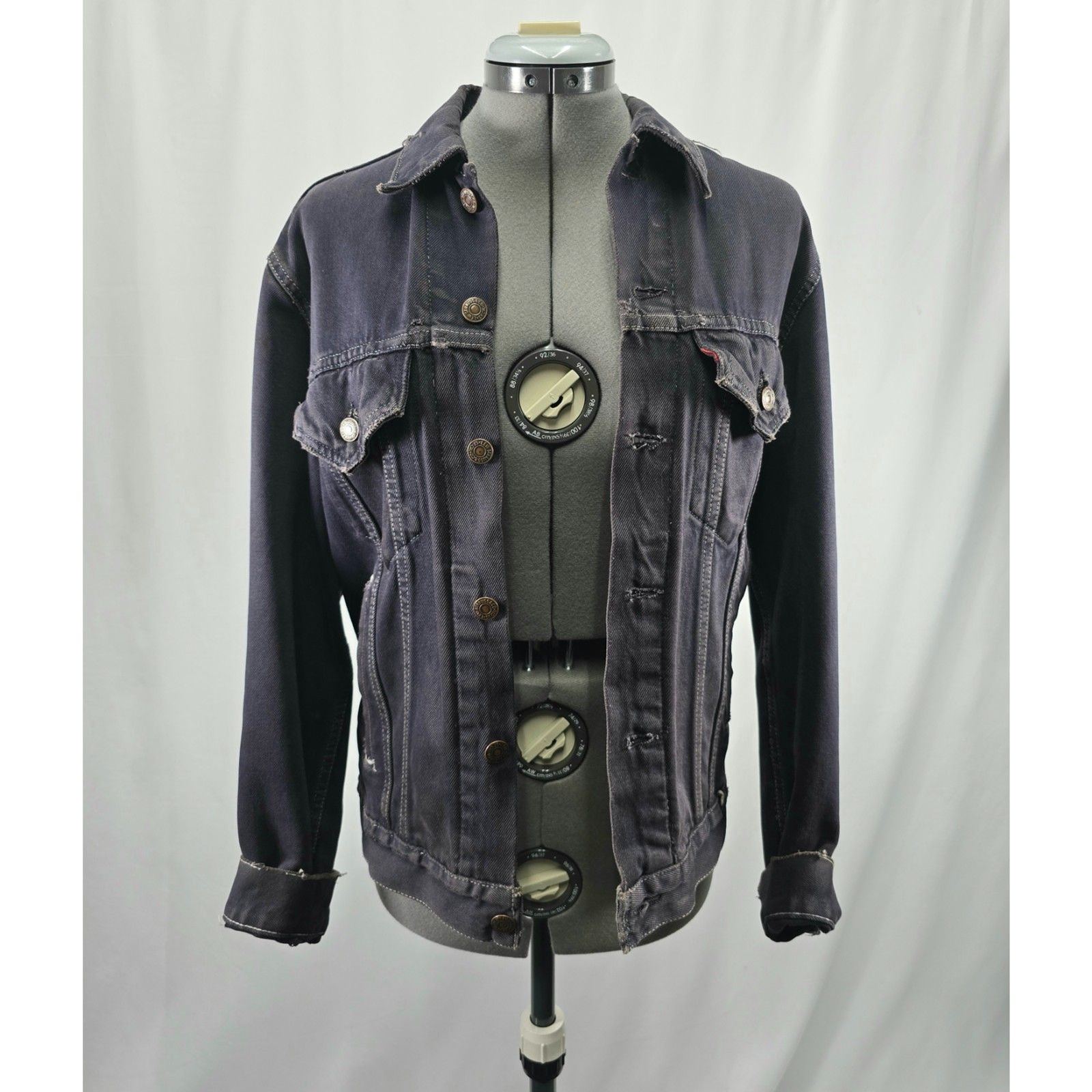 Custom Distressed Denim Levis Trucker Jacket Jean 90s Grunge Patchwork Painted