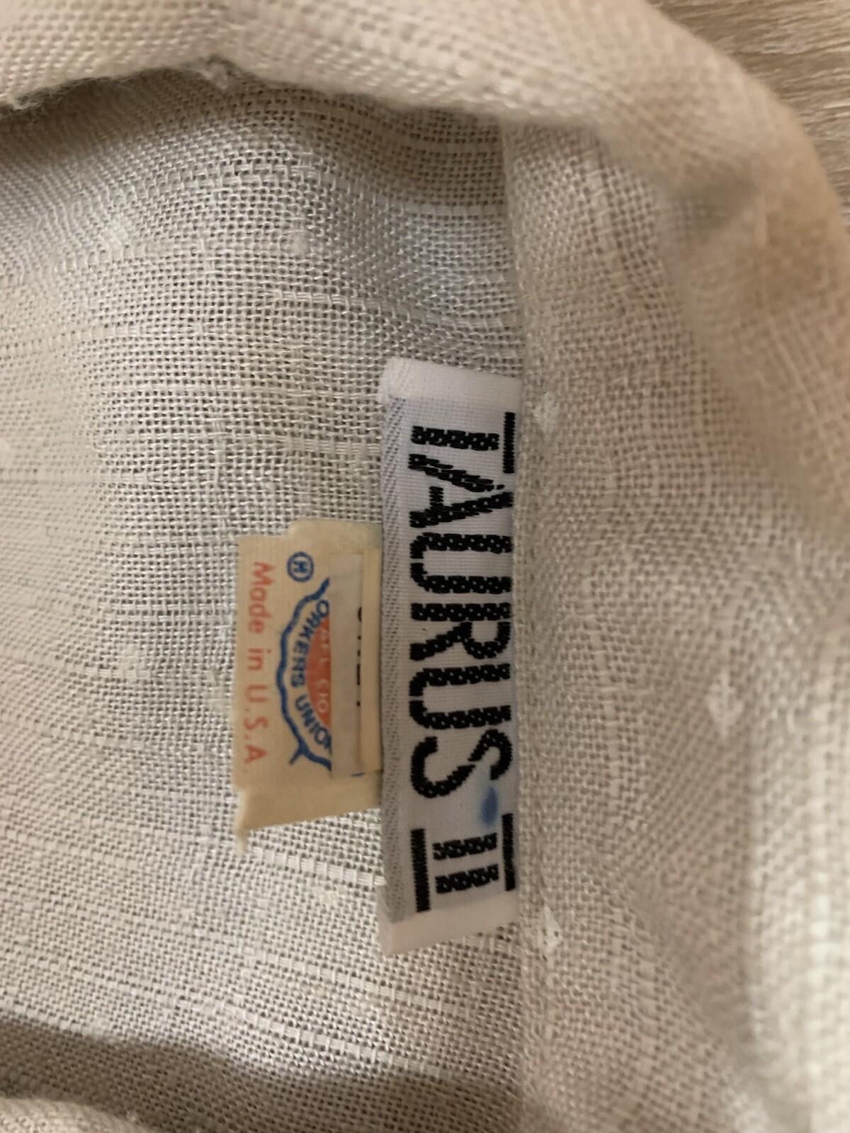 TAURUS II DRESS 10 VINTAGE TAN WHITE SHORT SLEEVE 1960-70’S UNION LABEL CAREER