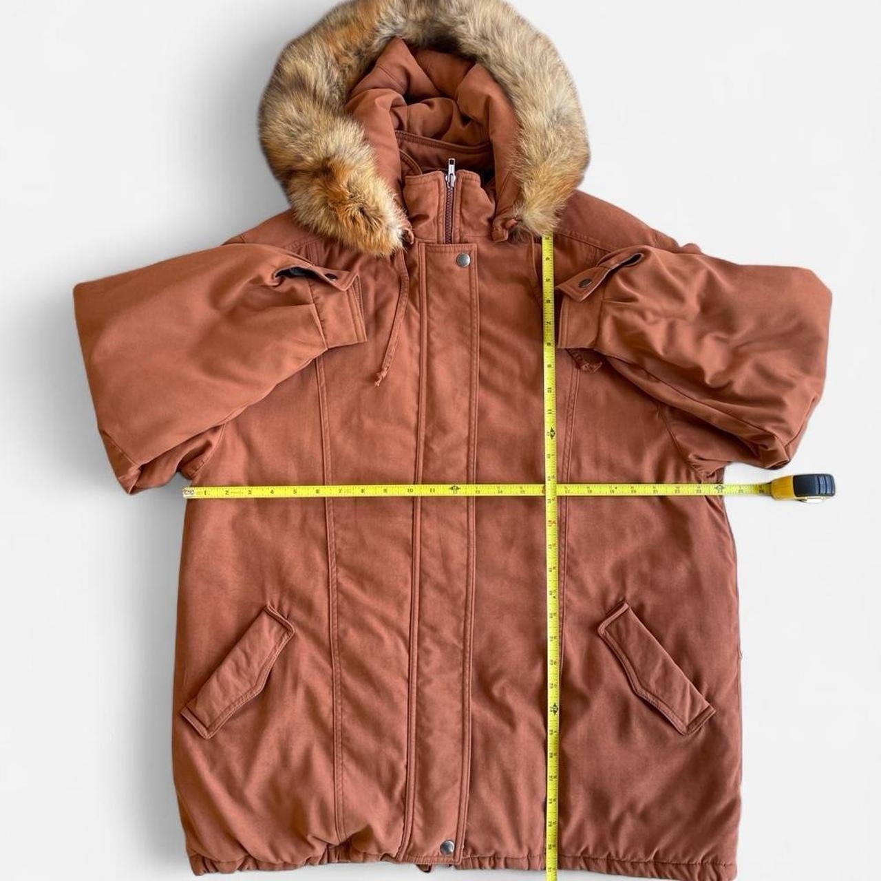 Vintage Forecaster of Boston Rust Brown Orange Real Fox Fur Hooded Parka Jacket