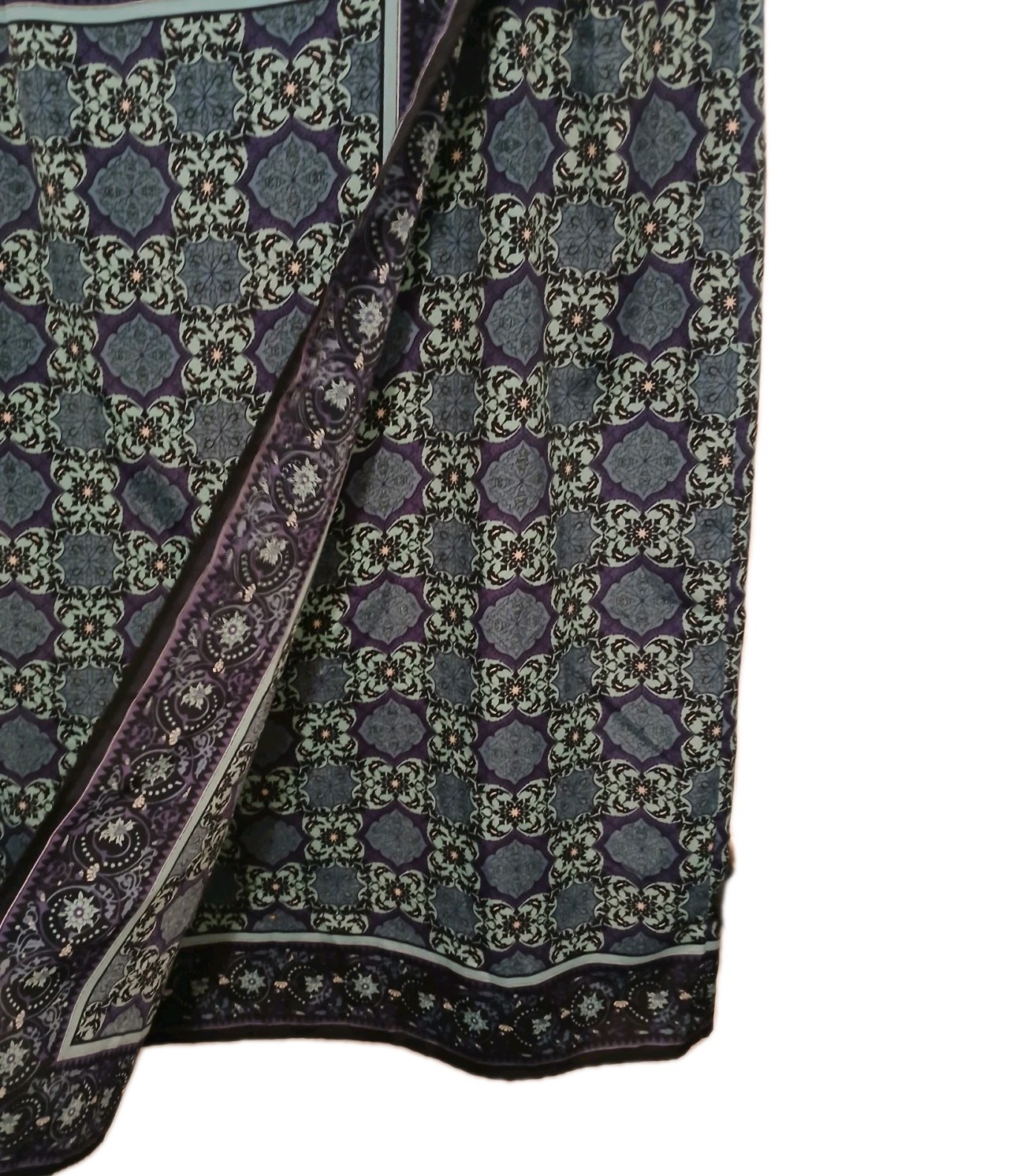 Sag Harbor Skirt Womens 18W Blue Floral Paisely Damask Faux Wrap Office Career
