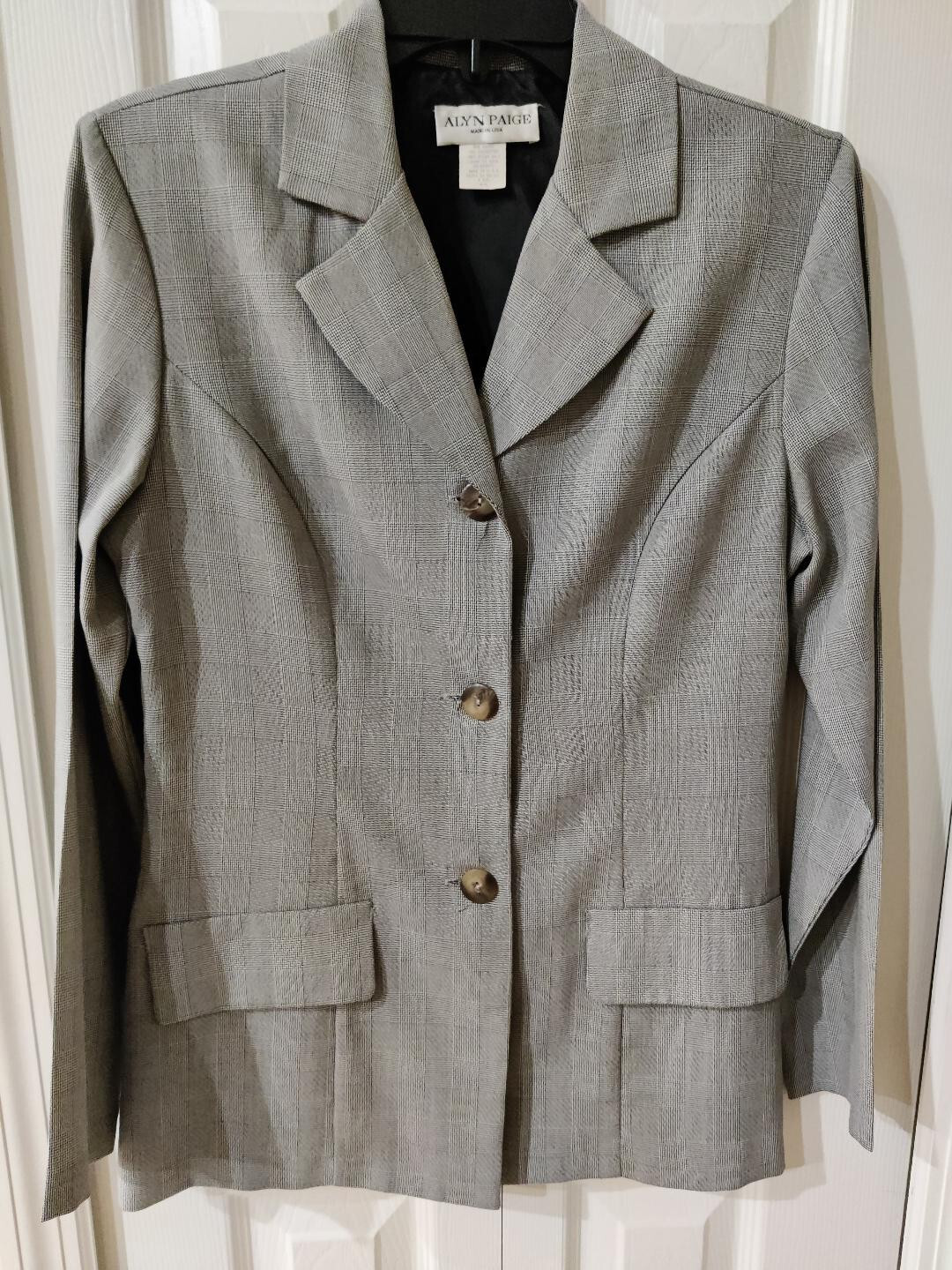 Alyn Paige Juniors Y2K Black White 3 Piece Suit Jacket Vest Pants Size 5/6