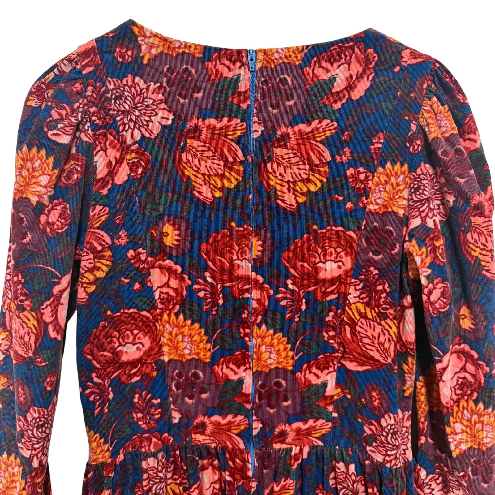 Vintage 80s Laura Ashley Floral Corduroy Drop Waist Dress ~ Great Britain US 10