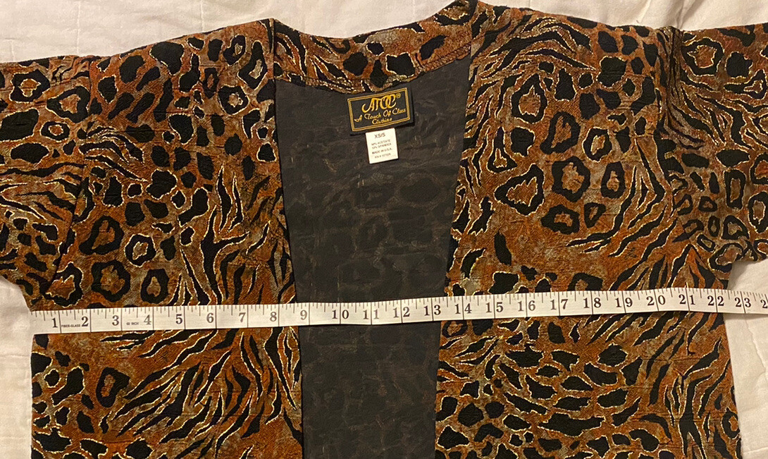A Touch of Class Women’s Vintage Leopard Print Cardigan, XS/S, Acetate & Spandex