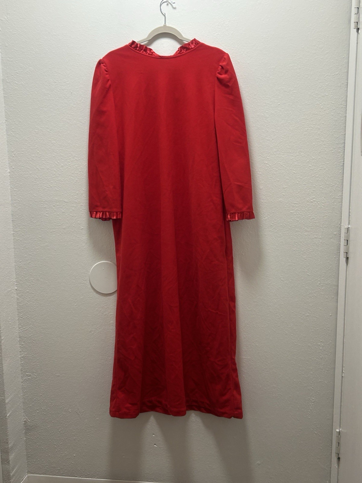 Vintage It’s A Charm Red Zip House Coat Robe Made In USA Size L
