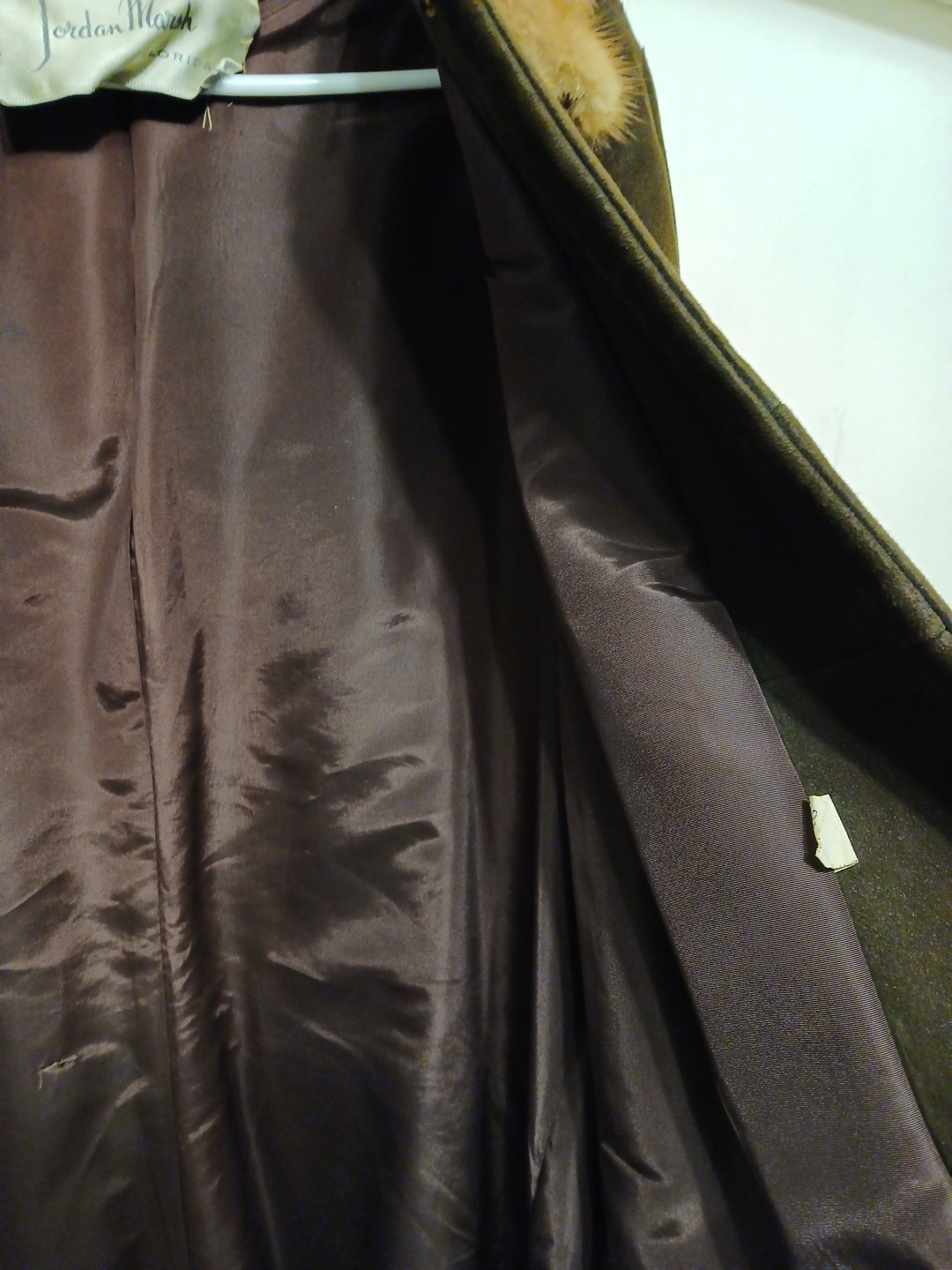 True Vintage Jordan Marsh Suede Leather Coat & Fur Collar Button Up Jacket Sz 16