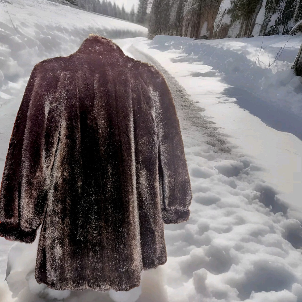 Hillmoor of New York Vintage Rich Brown Faux Fur Women’s Jacket/Coat Size S-M