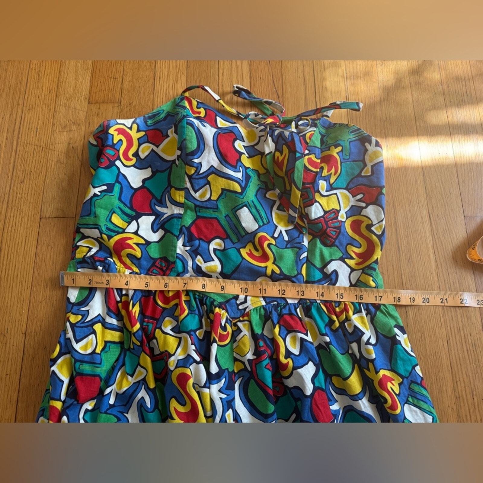 80s does 50s Vintage Rainbow Animal Print fit and Flare dress