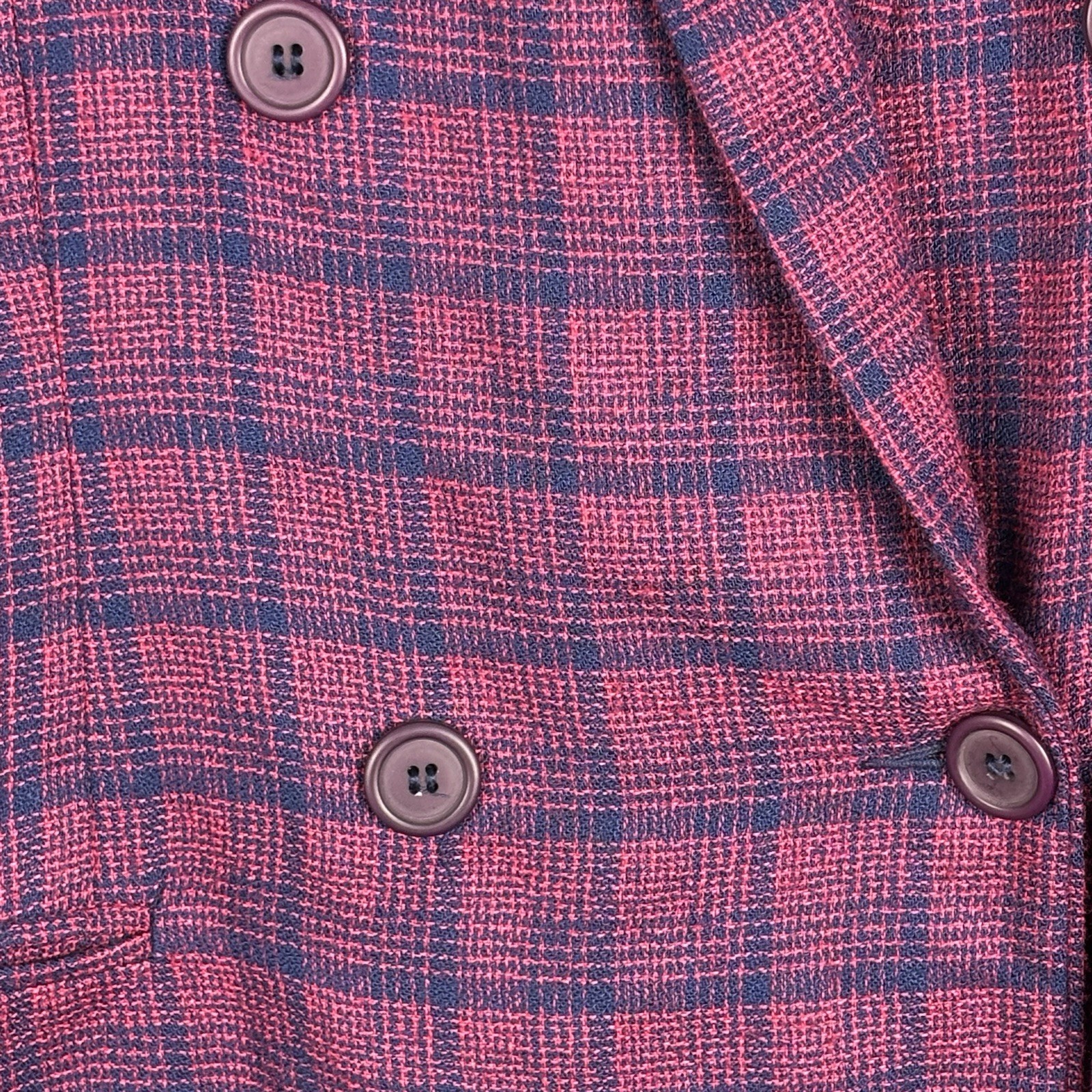 Vintage 80’s Jacket Blazer Sz 8 Double Breasted Plaid Purple Blue Retro Colorful