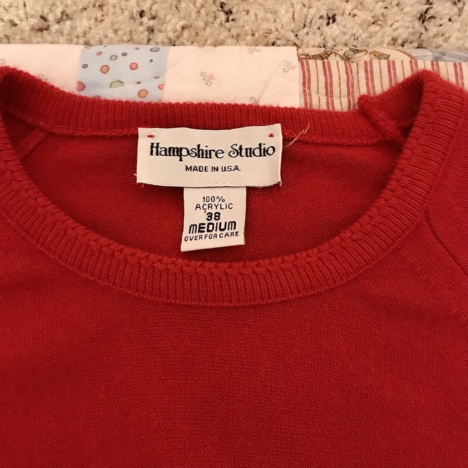Vintage Hampshire Studio Short Sleeve Sweater 100% Acrylic Made In USA Womens M