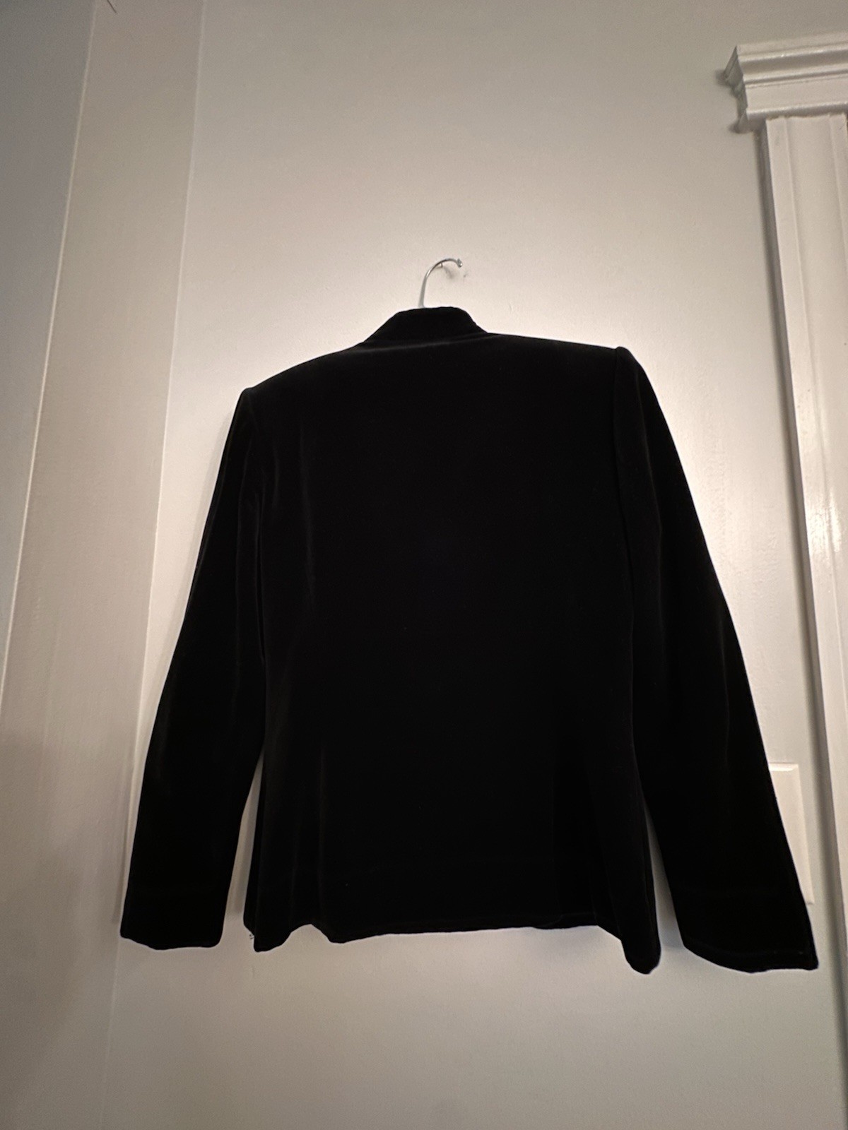 Vintage 90s SUZELLE Black Velevet Type Rhinestone Clasps Jacket Blazer Medium 12
