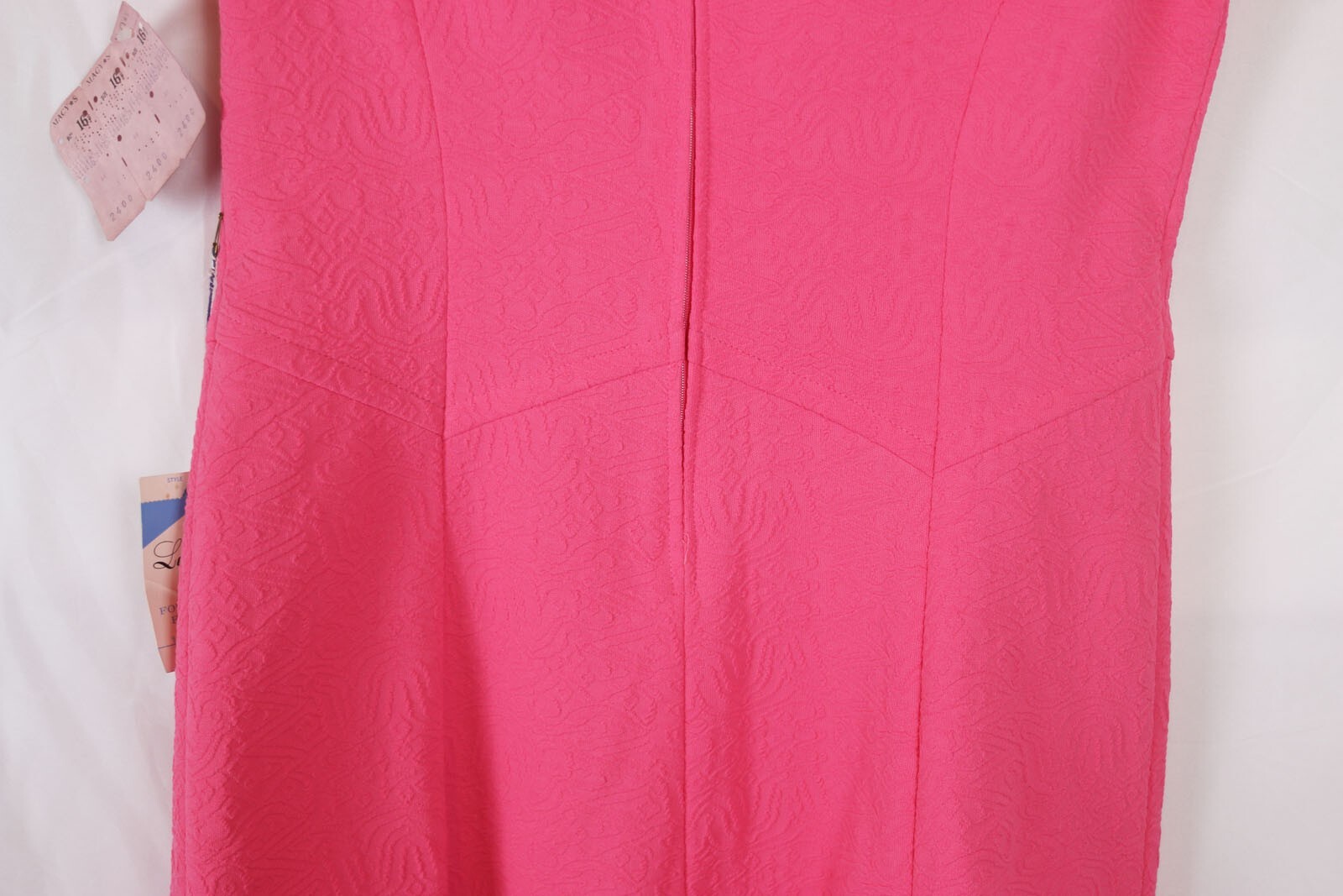 NOS w/Tags 1960’s Vintage Lorac Original Bright Pink Dress Sz 16.5 with Brooch