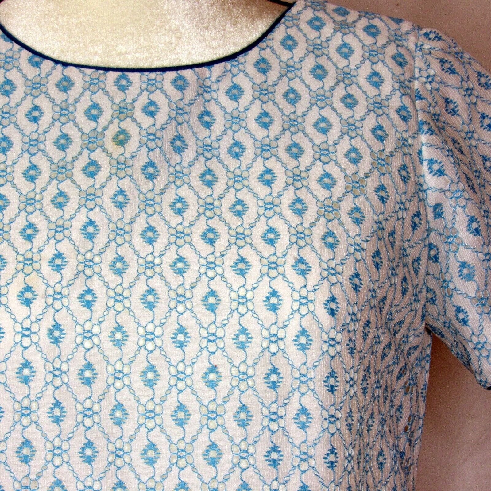 VTG Dress Made in Hawaii for McInerny by Diane Blue White Floral Lined Size 10