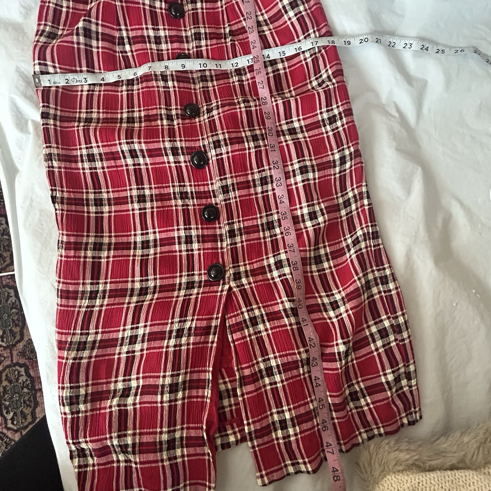 Misty Lane Vintage Red Plaid Midi Dress Size 8 Union Made USA Ralph Lauren Xmas