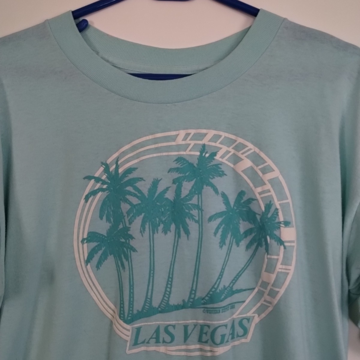 Vintage Las Vegas T-shirt Women’s XL 21×25 Light Blue Western Supply 1989