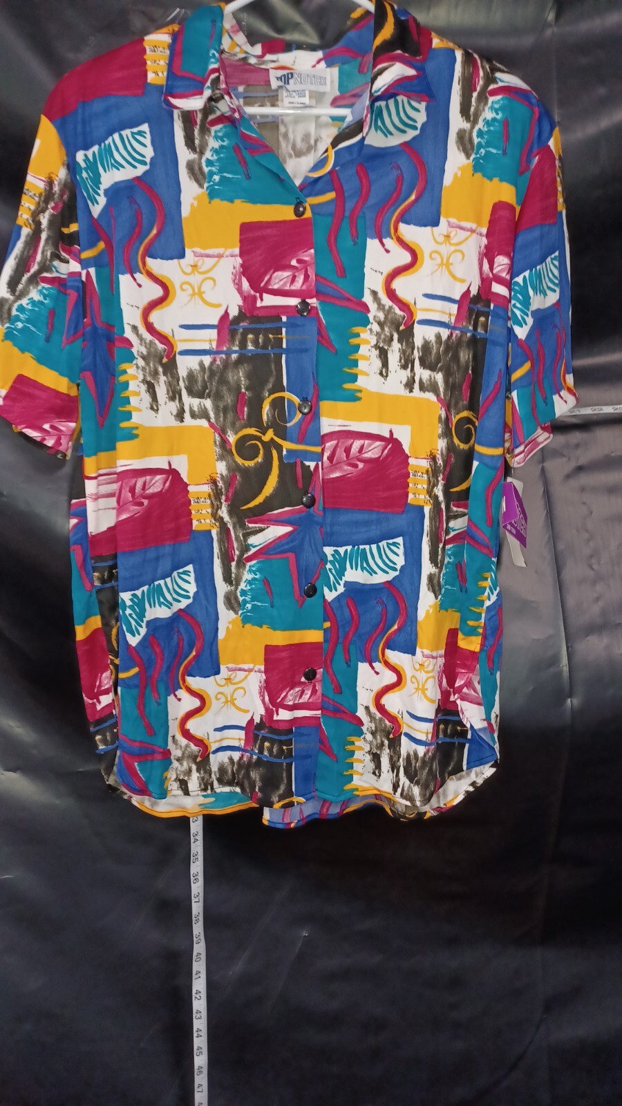 Vintage Top Notch Button up colorful Unique short Sleeve Top 18 Blouse NWT shirt