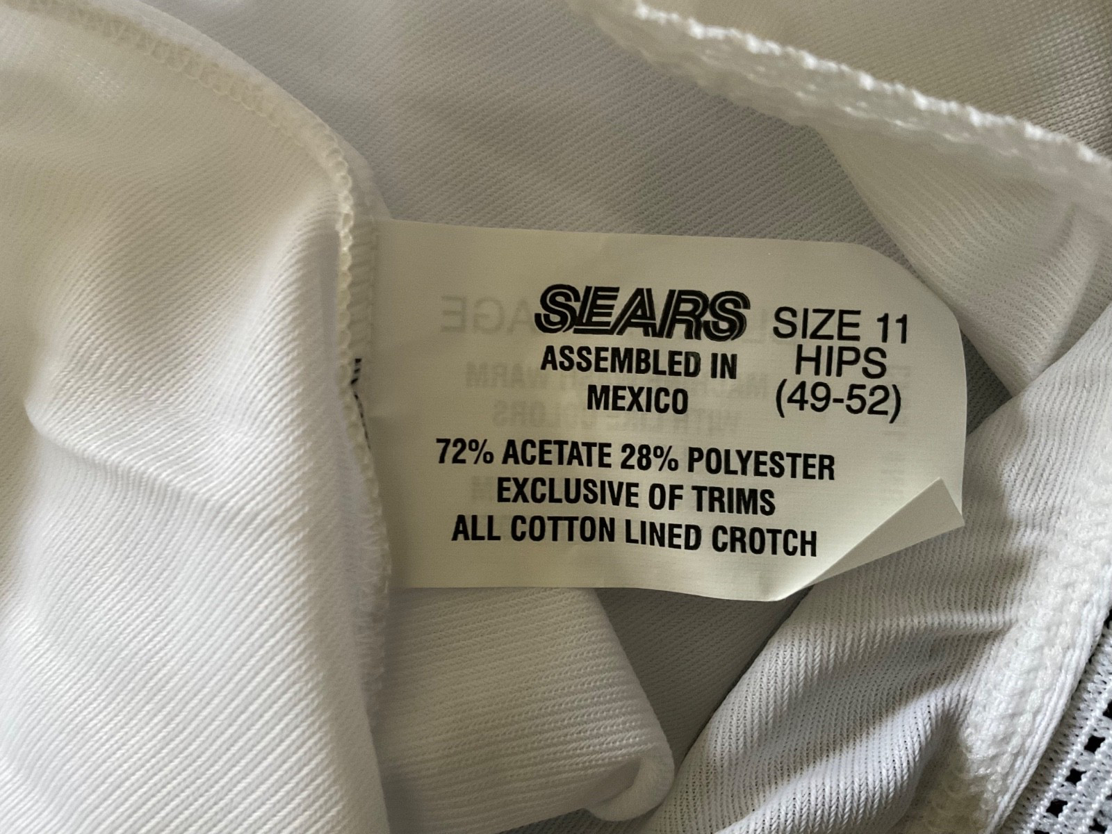 VTG Sears Panty Briefs Silky White Mushroom Gusset Panties Size 11 Granny Pantie