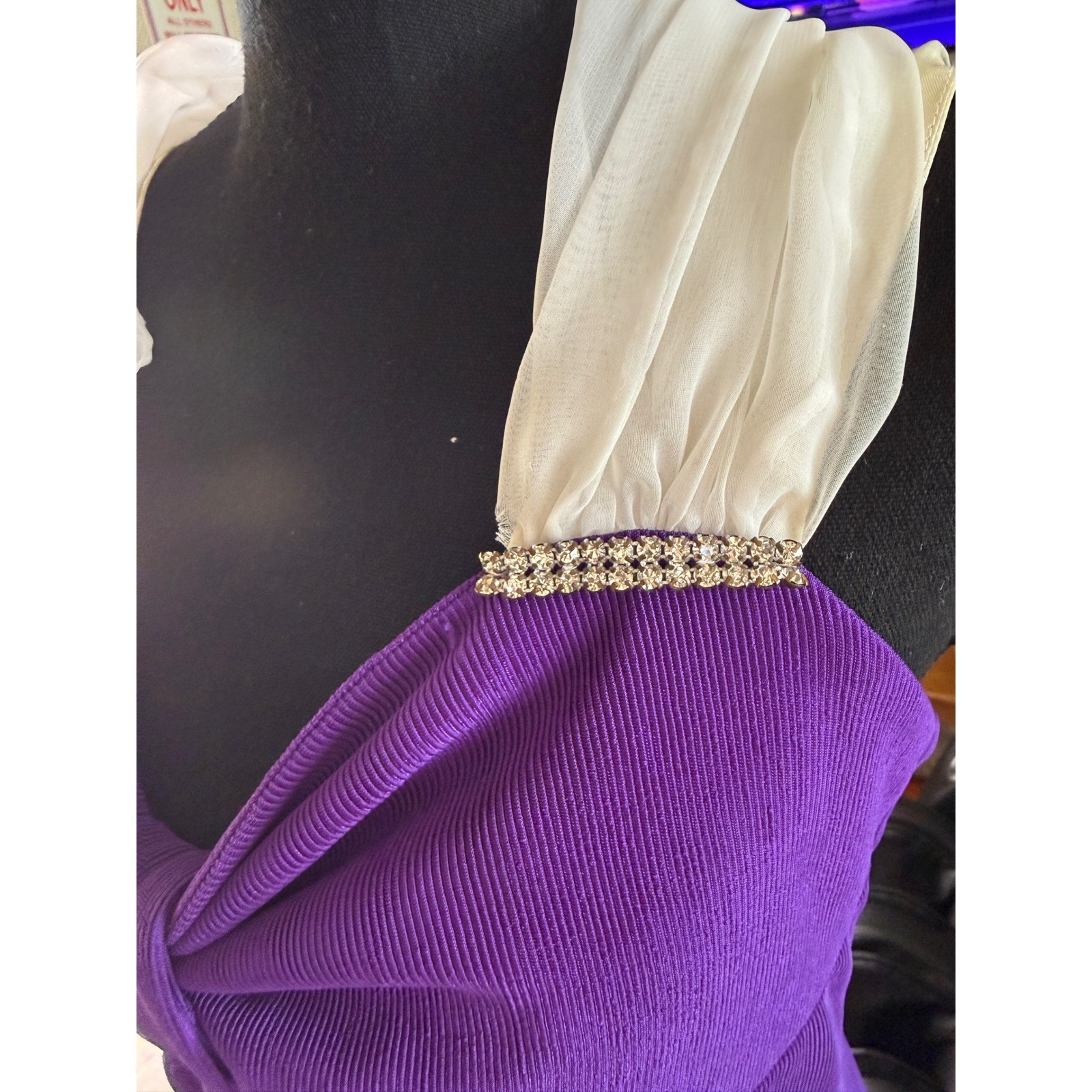 Vintage Basic Plus Womens Purple Bow Halter Fit Flare Dress Rhinestone Size 4