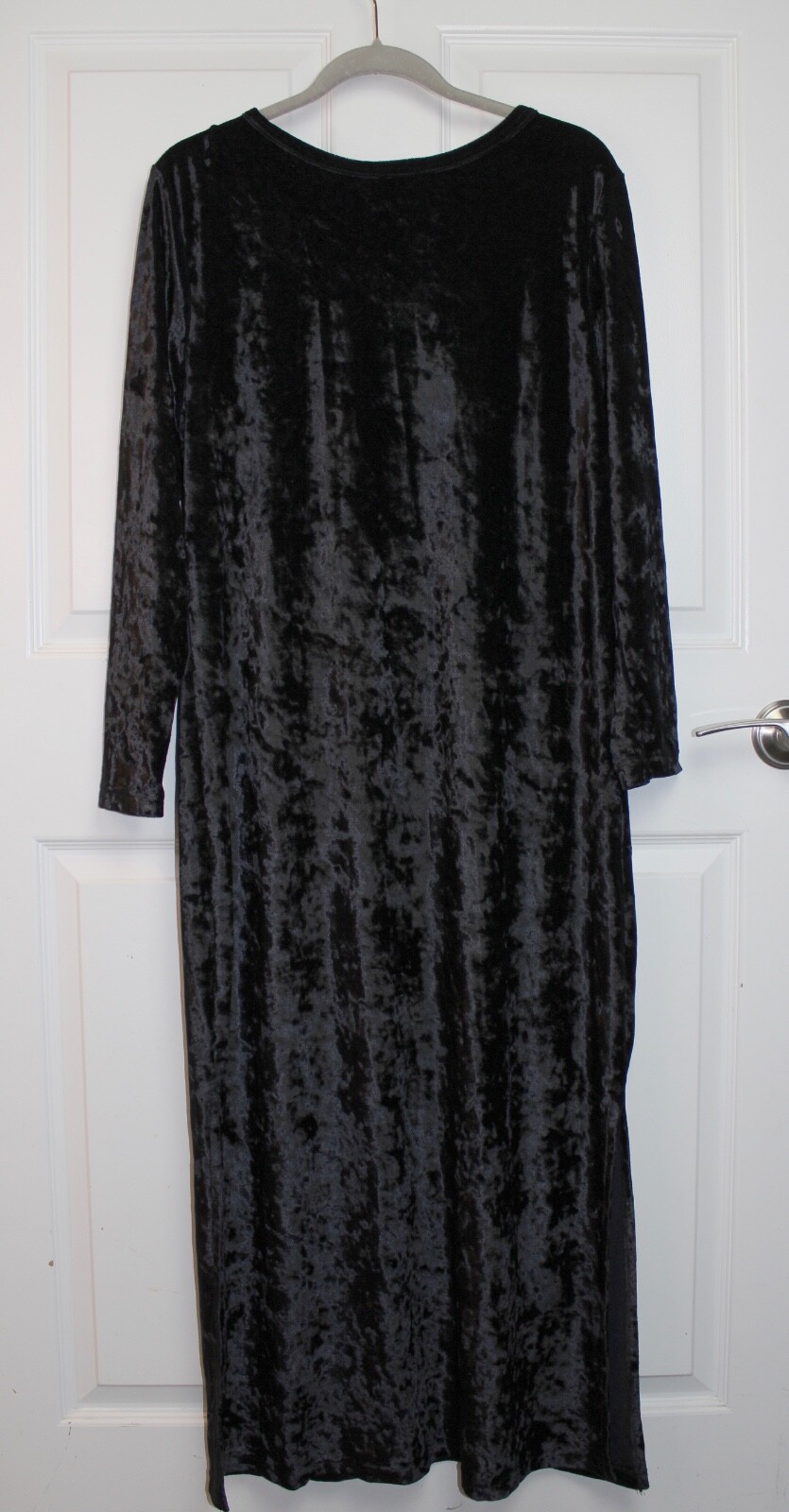VTG 80s NWT Jasmine Rose Black Crushed Velvet Long Sleeve Maxi Dress Size XL/16