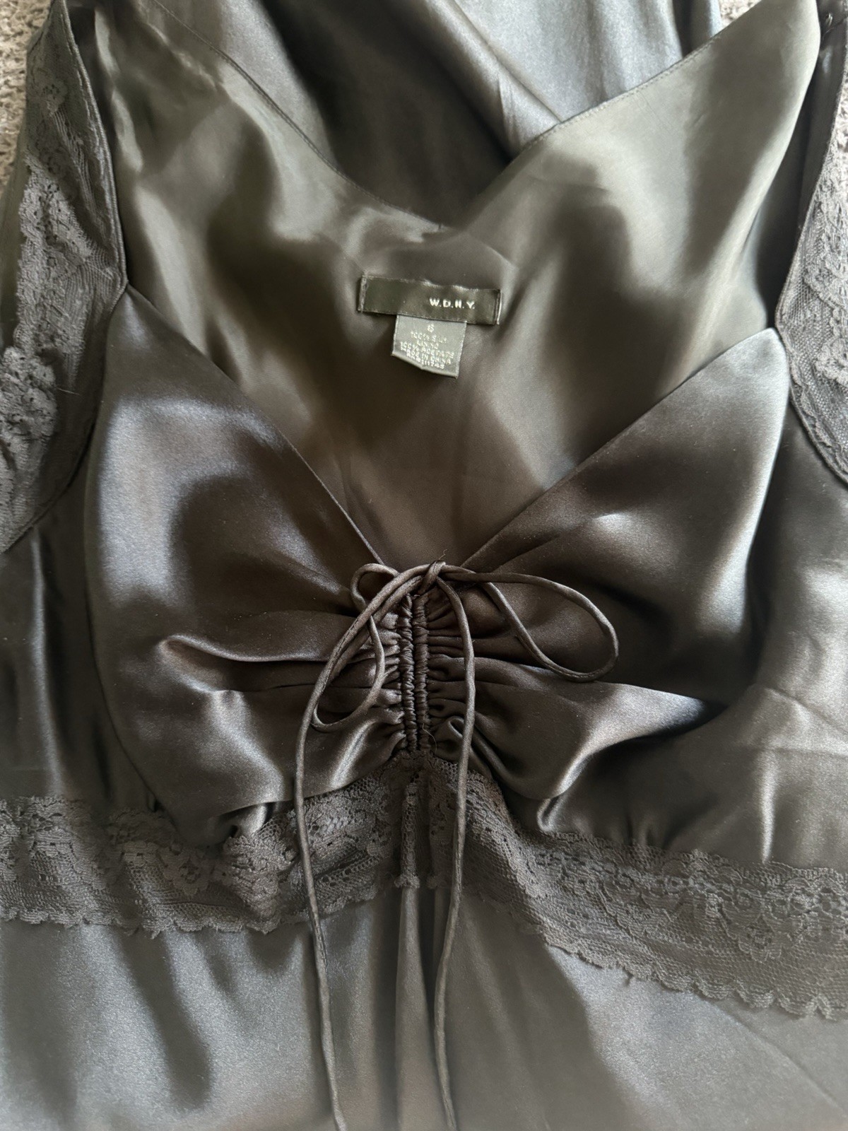 Vintage WDNY Black Silk Slip Dress Maxi Lined Wedding Cocktail Party Glam 6