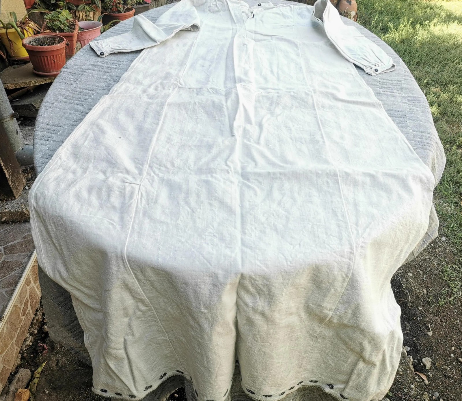 ANTIQUE WOMEN’S FOLK LINEN SHIRT RUSTIC HANDWOOVEN KENAR ETHNIC CLOTHING