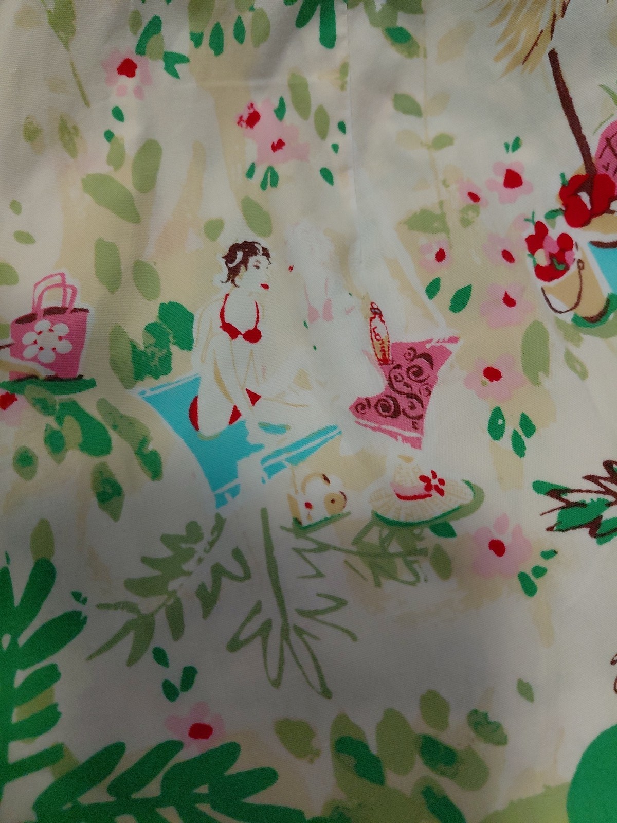 Avalin Vintage Women’s Capris Bicycle Novelty Print 12 Cream Green 1950 Style