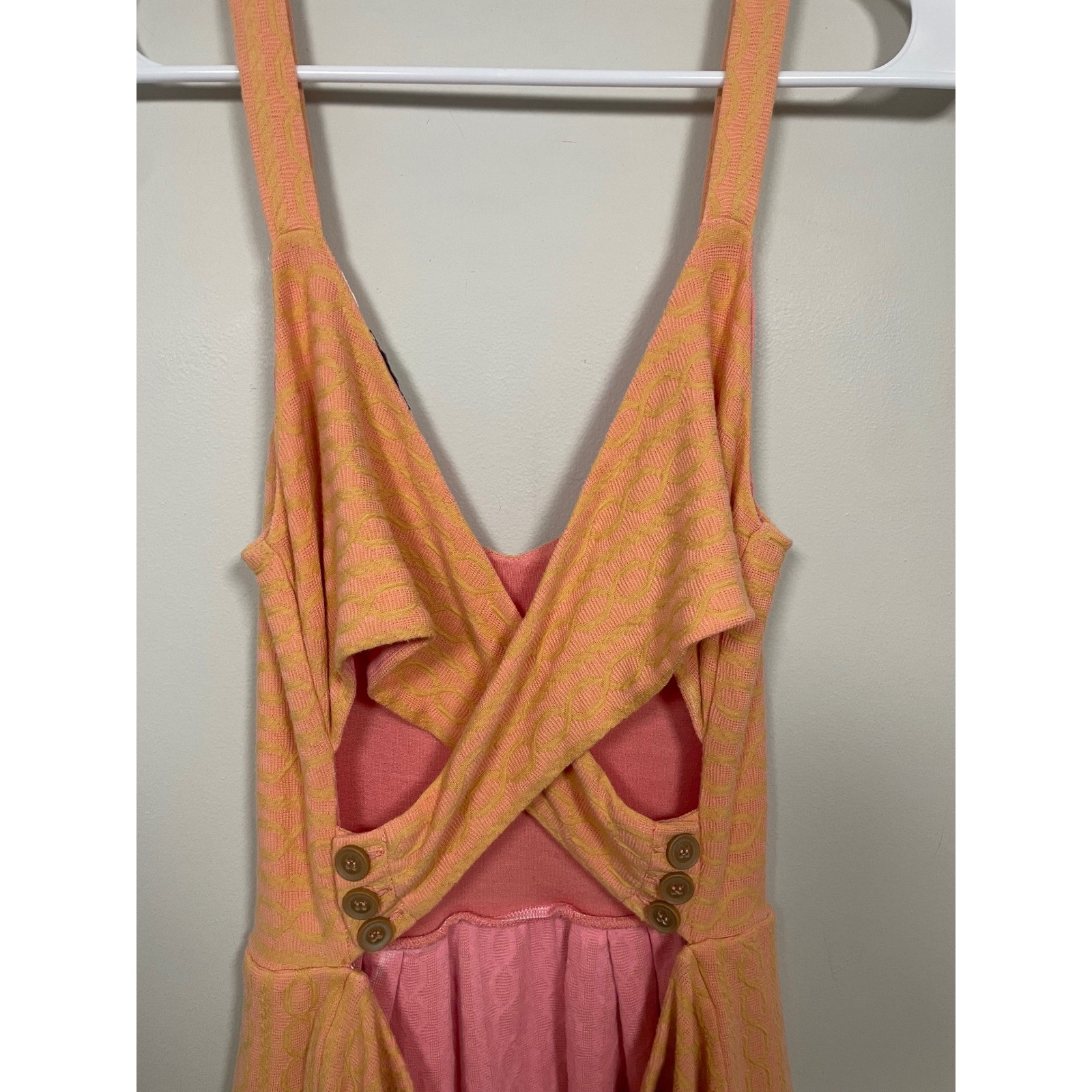 Anthropologie Postmark Open Back Sleeveless Dress in Orange and Pink Size Medium