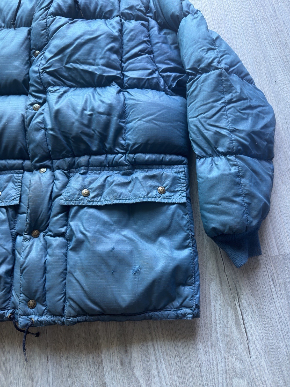 Vintage 70s Eddie Bauer Expedition Goose Down Parka Jacket Black Gold Label Sz L