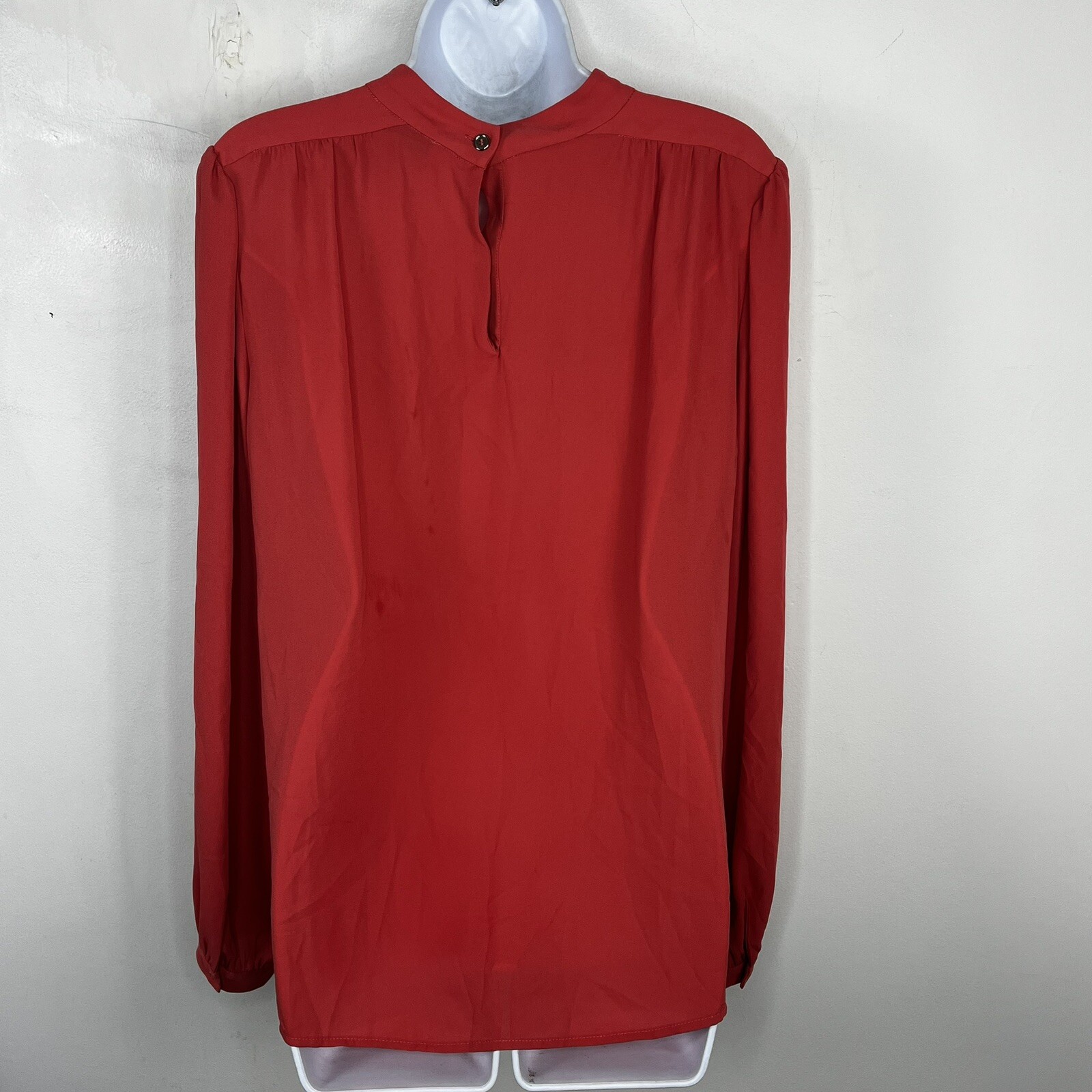 VINTAGE Joan Vass Womens Top Sz L Salmon Pink Long Sleeve High Neck Old Money