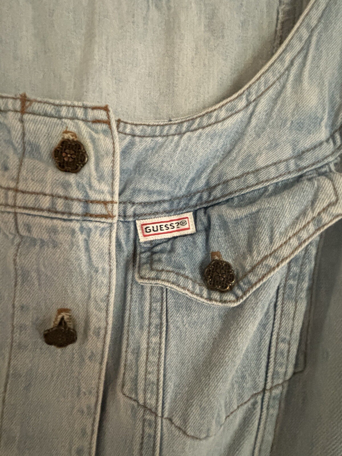 Vintage GUESS Light Blue Denim Dress Blue Jean Sz 5 Y2K