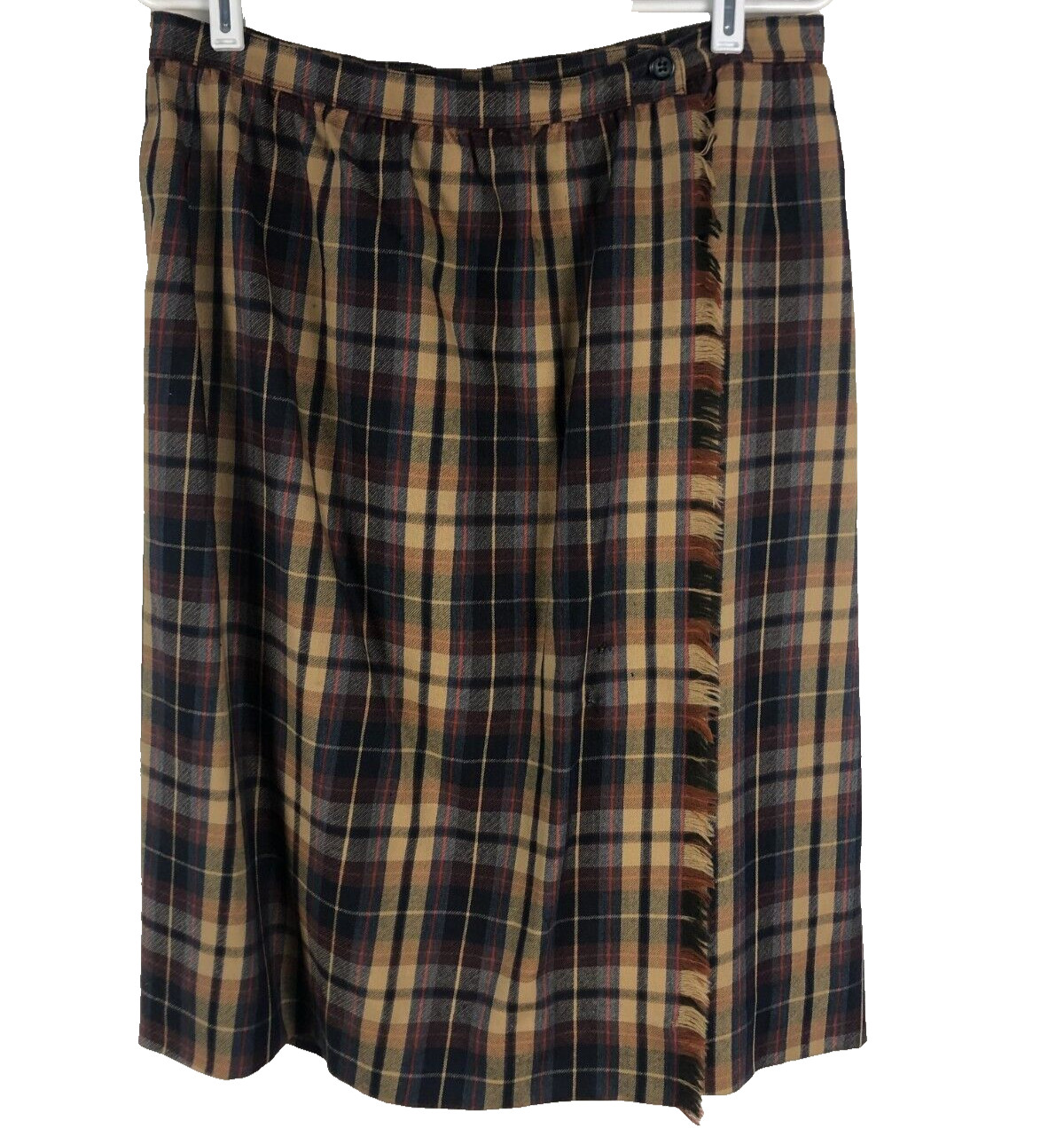 Vintage Women’s Academia Schrader Sport 100% Wool Skirt Sz 12 Plaid Wrap Skirt