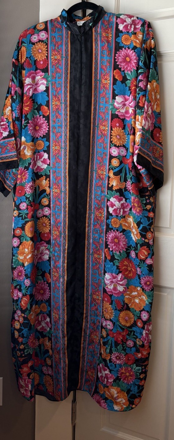 Vintage Ruth Norman New York Zipper Up In Front Kaftan Dress Robe Kimono Sz M