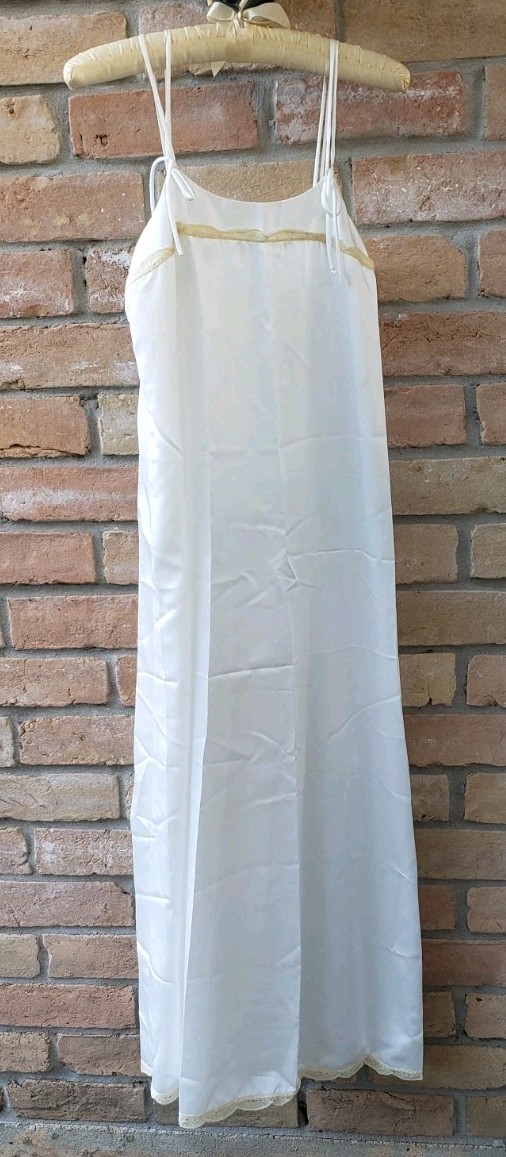VTG Zandra Rhodes White Gown Dress Sz P Designer Semi-Sheer Union Tag USA FLAWS