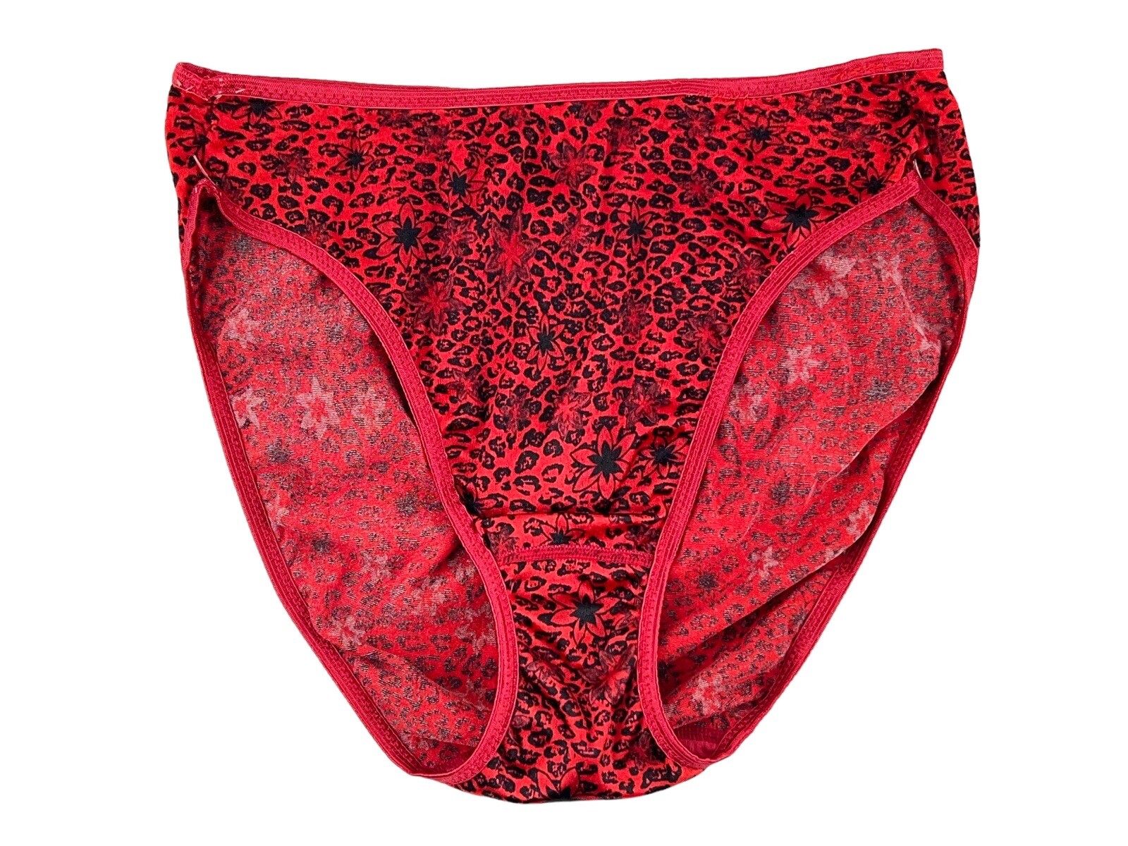 VINTAGE ST EVE SECOND SKIN SATIN RED CHEETAH PANTIES – SZ 5