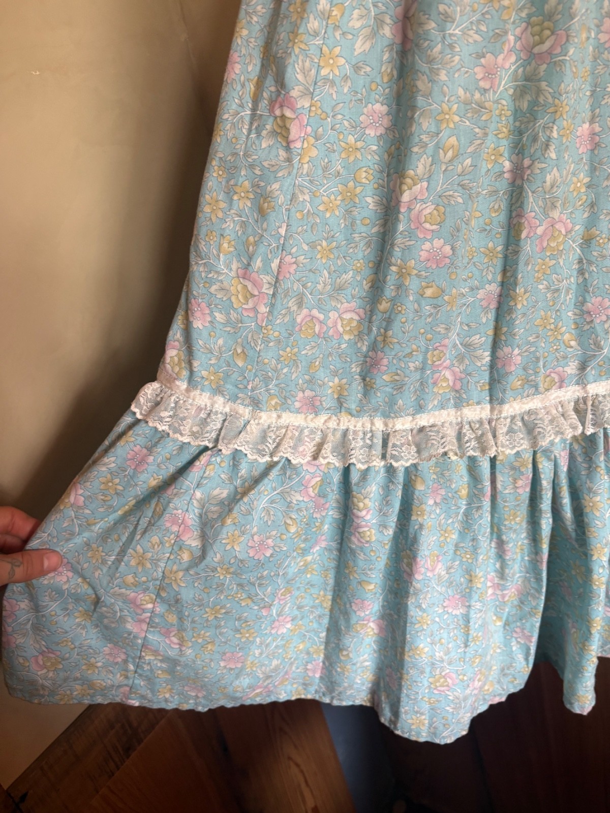 Vintage Handmade blue french country dress size S Cottagecore