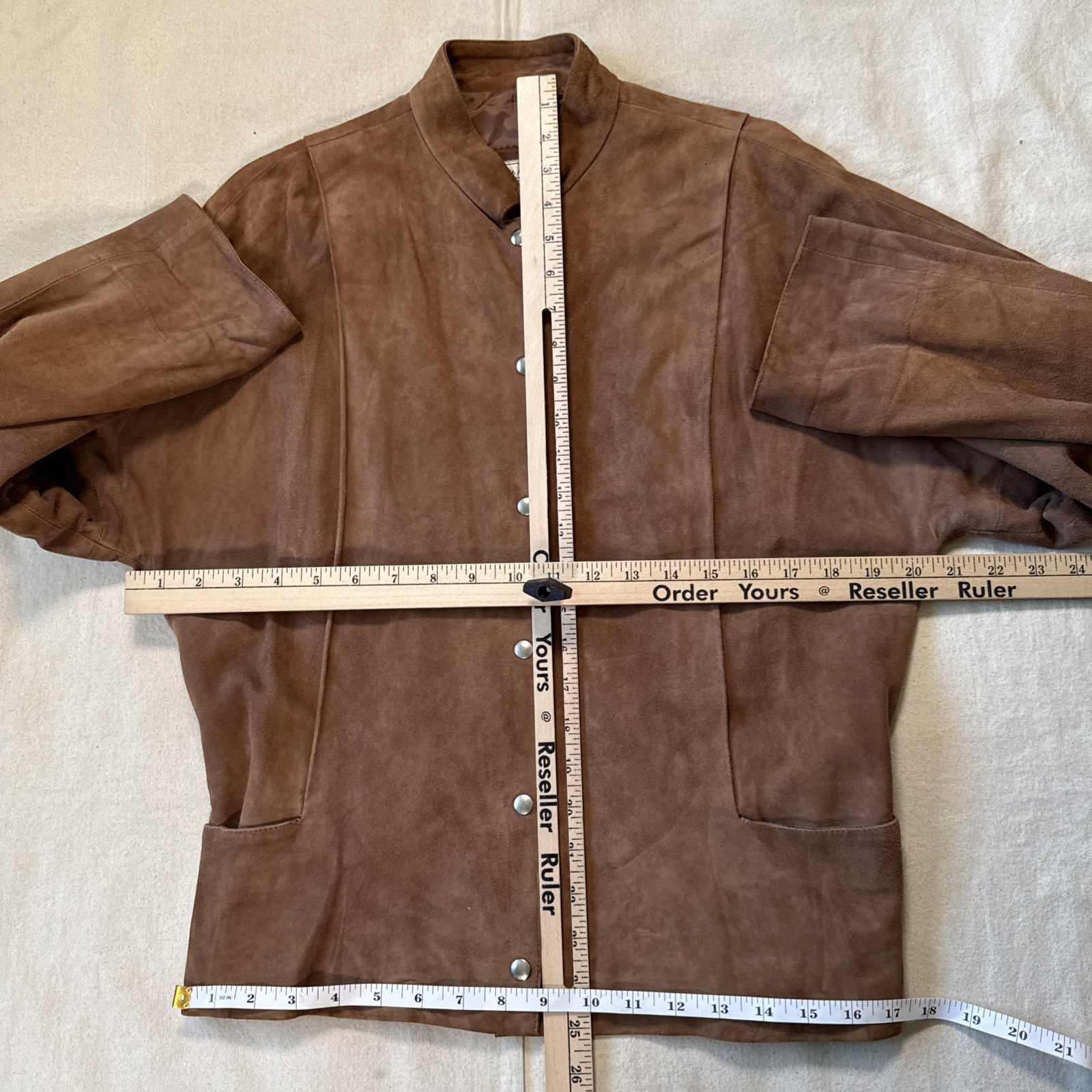 VTG Alan Austin Beverly Hills Suede Snap Jacket Sz 38 Made In France