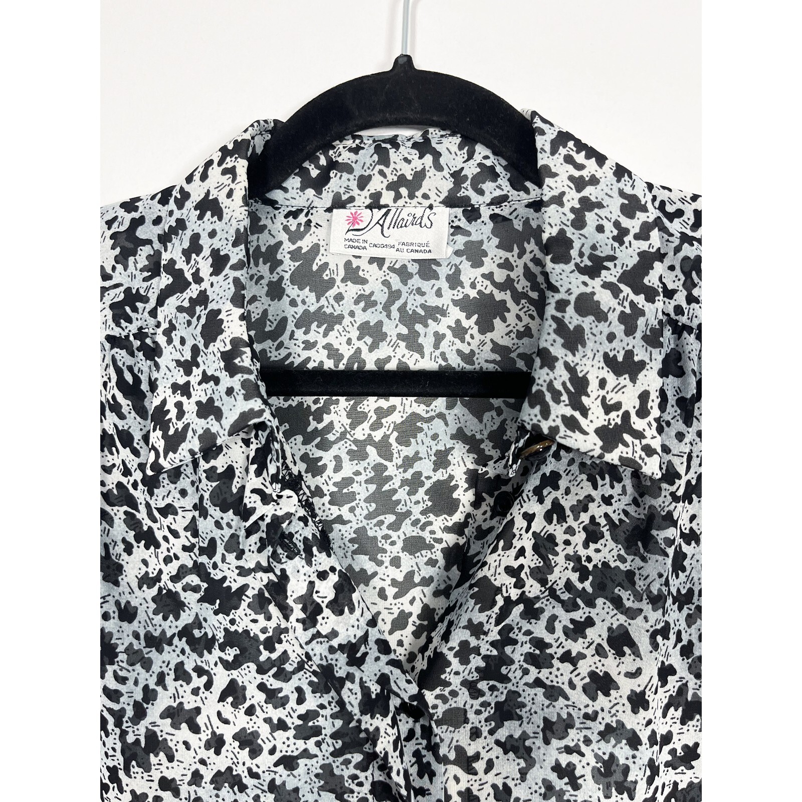 Vintage D’Allaird’s Splatter Print Sheer Blouse