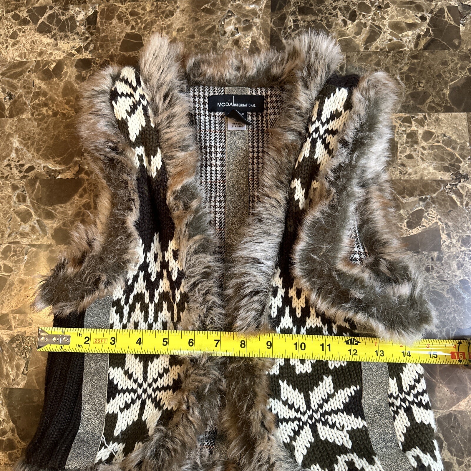 Y2K SNOWFLAKE FUR VEST S/M HIPPIE BOHO SKATER GRUNGE WHIMSIGOTH FAIRY WITCHY