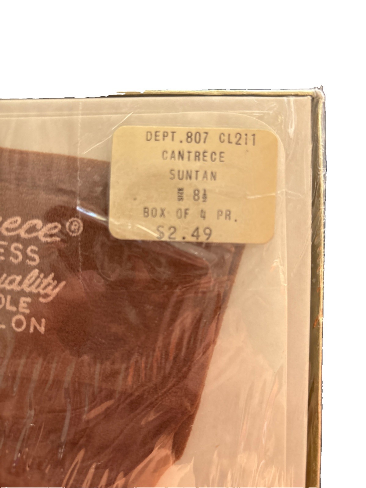 4 Pair NIB Vintage Stockings 1960s CANTRECE Suntan 8.5 8 1/2 All Nylon Seamless