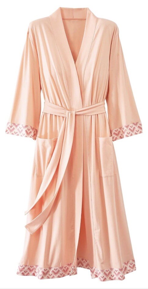 Lounging Robe Roomy Sleeves Comfy Stretch Knit Pockets XL 18 20 Grandma Chic