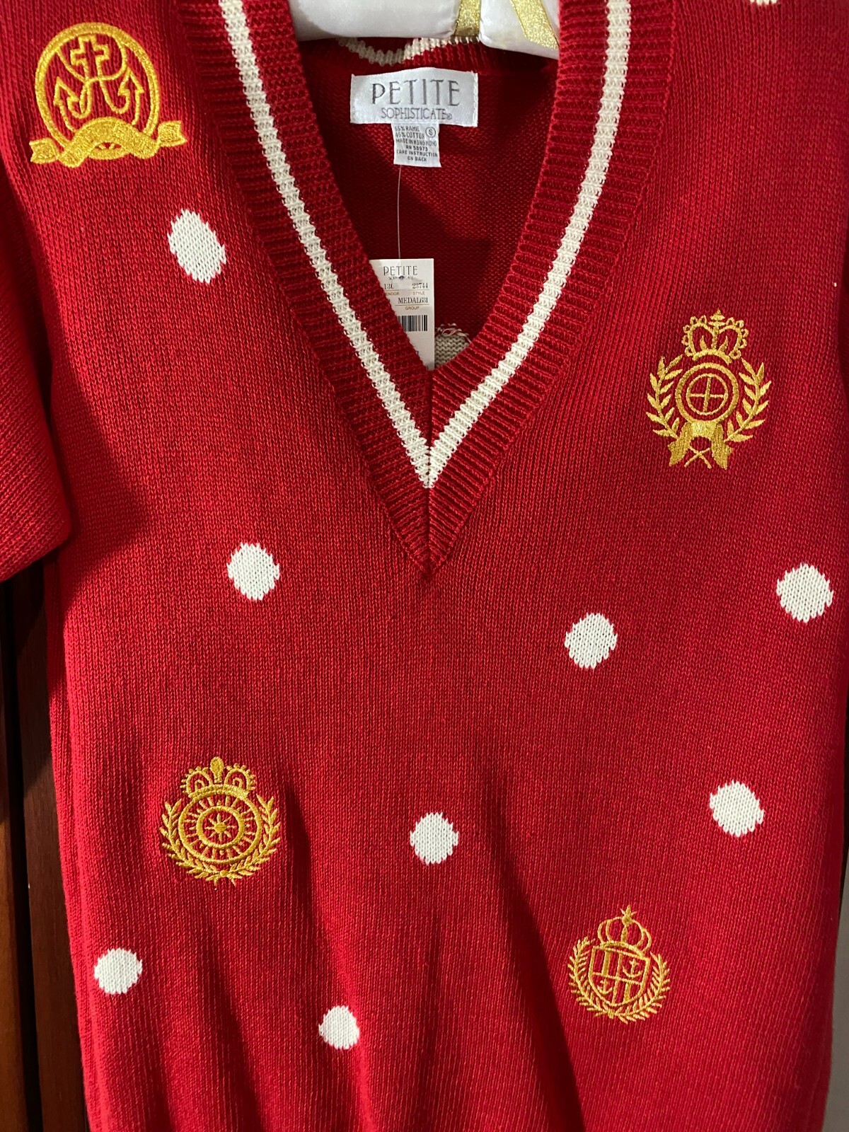 1980s Tunic Sweater-PS-Petite Sophisticate-Red/Gold- MWT -UGLY XMAS SWEATER-SALE