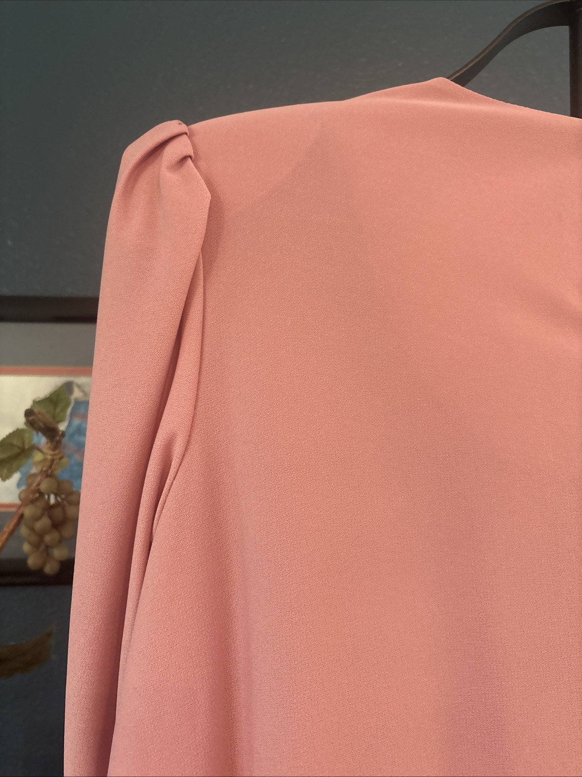 WOMENS VINTAGE SIZE 9-10 MAUVE PINK ROSE PLEATED 3/4 SLEEVE DROP WAIST DRESS