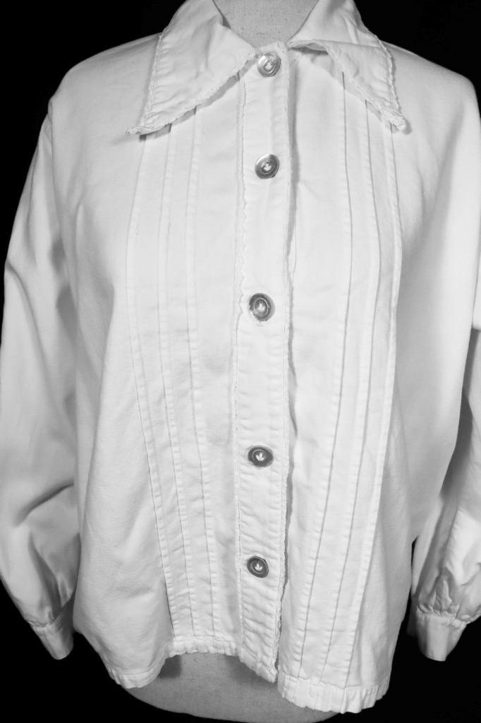 Antique French 1920’s White Cotton Flannel Lined Blouse Plus Size Exc Cond