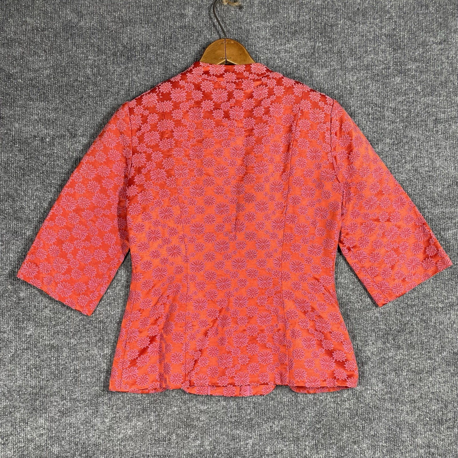 VINTAGE 60s Evelyn Pearson Lounge Suit Embroidered Silk Floral Mod Oriental
