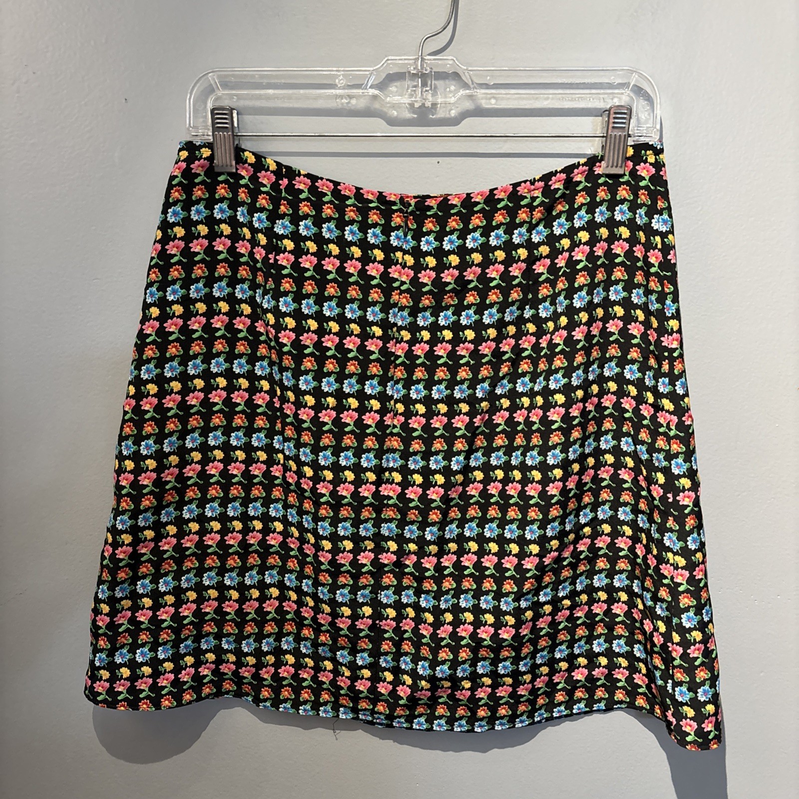 VTG 90’s Compagnie Internationale Express Skirt Black Floral Artsy Sz 11/12